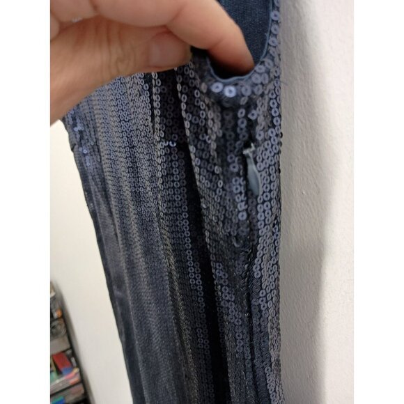 Madam Rage Womens Cocktail Dress Size 6 Navy Sequin Sleeveless Bodycon Mini - Picture 3 of 9